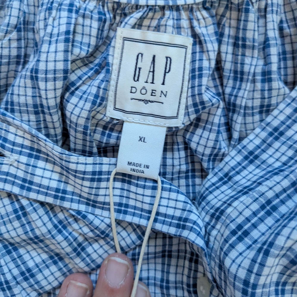 Gap X Doen Blue Checked Blouse - Picture 3 of 3
